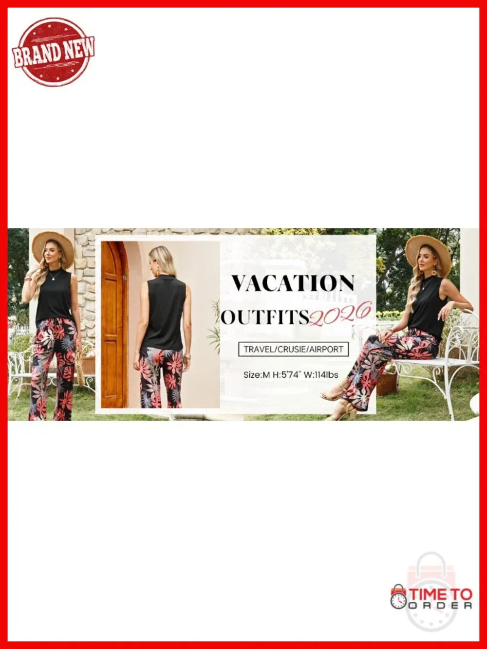 Two Piece Set Women Summer Mock Neck Wide Leg Pants Set Travel